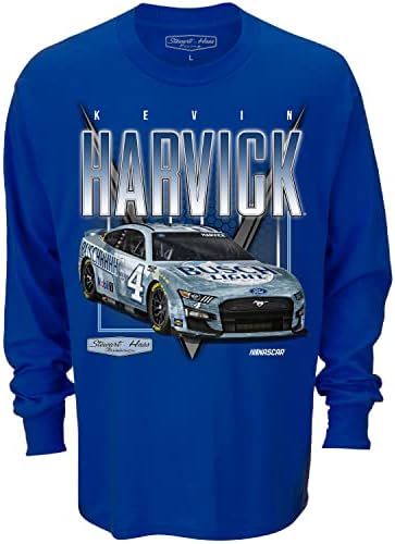 Damalı Bayrak Spor Kevin Harvick Uzun Kollu Gömlek Erkekler için-NASCAR Kraliyet Mavi Otomotiv Yarış Giyim 2XL