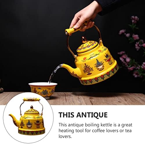 - Çaydanlık su ısıtıcı Seramik demlik Retro Emaye Çin çaydanlık Büyük Porselen servis demlik Gevşek Çay Tereyağlı
