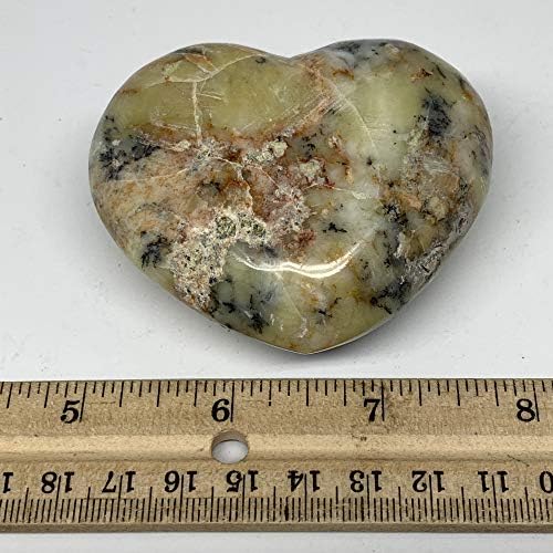 166.8 g, 2.4x 2.9 x 1.3, Doğal İşlenmemiş Dendrit Opal Kalp Cilalı Taş, okyanus orbiküler jasper, El yapımı, Metafizik,