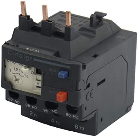 New Lon0167 3 Pole AC 1A - 1.6A Black Electric Thermal Overload Relay 1 NO 1 NC(3-poliger Wechselstrom 1A - 1.6A