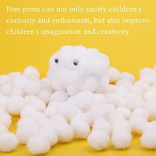 150 Adet Beyaz Pom Poms, 1 İnç Pom Poms Kendinden Yapışkanlı Wiggly Gözler El Sanatları, küçük Ponpon Puf Topları