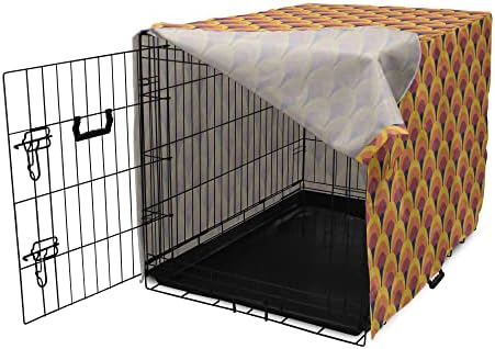 Lunarable Geometrik Köpek Sandık Kapağı, Retro Groovy Tarzı Soyut Daireler, Kullanımı kolay evcil hayvan kulubesi