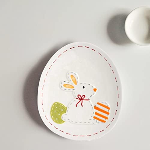 Cabilock Çocuklar Çatal Paskalya seramik yemek tabağı Tavşan Tavşan Desen Meyve Tabağı Kek tatlı tabağı Aperatifler