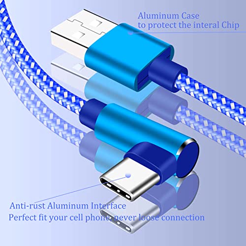 [3'lü Paket ] USB C Kablosu, C Tipi Şarj Kablosu 10 ft Hızlı Şarj Dik Açı Naylon Örgülü Uzun USB A'dan USB-C'ye Şarj