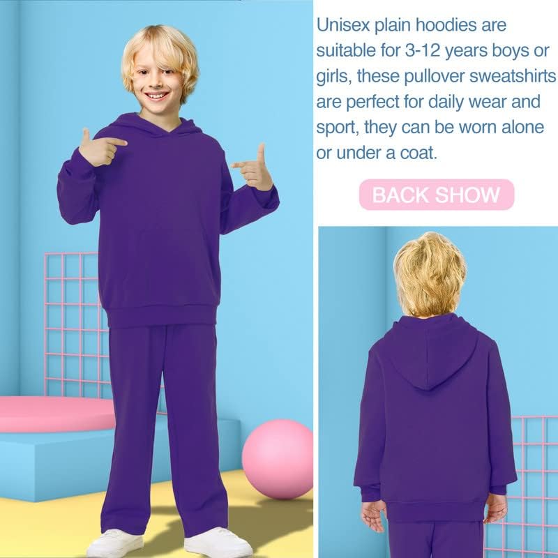 DOTDOG Unisex Çocuklar Yumuşak Fırçalanmış Polar Kazak Kapüşonlu Sweatshirt Klasik Rahat Hoodie Erkek veya Kız için