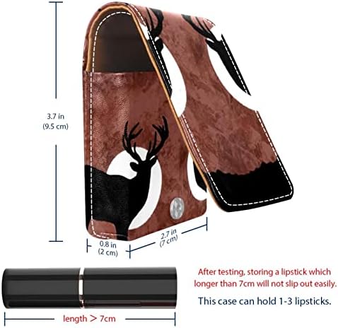 ORYUEKAN ruj durumda ayna ile sevimli taşınabilir makyaj çantası kozmetik çantası, Retro Elk ay