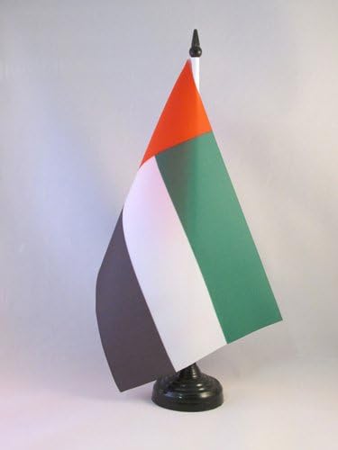 AZ BAYRAĞI Birleşik Arap Emirlikleri Masa Bayrağı 5 x 8 - Emirlik Masa Bayrağı 21 x 14 cm-Siyah Plastik Çubuk ve
