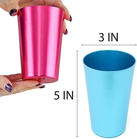 6 ADET Eloksallı Alüminyum Bardaklar-Su Buzlu Kahve İçmek için Çok Renkli Kap Seti Kadınlar için Metal Şarap Bardakları