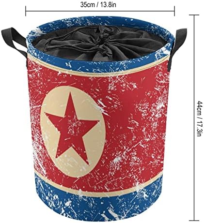 Kuzey Kore Retro Bayrağı Katlanabilir çamaşır sepeti Büyük çamaşır Sepeti Hafif Depolama Sepeti Oyuncak Organizatör