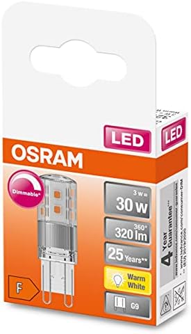 G9 Tabanlı OSRAM Kısılabilir LED PİN lamba, Sıcak Beyaz (2700K), 350 Lümen, Şeffaf Cam, Tekli Paket