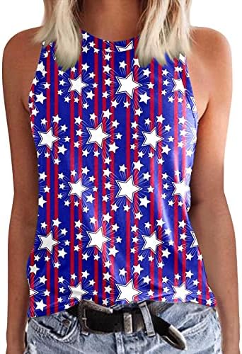4th Temmuz Gömlek Tankı Üstleri Kadınlar için ABD Bayrağı Yaz Casual Kolsuz Gömlek Yıldız Çizgili Kravat Boya Spor
