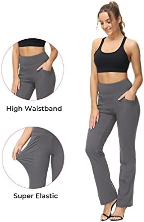 BOYUNCA FİT Bootcut Yoga Pantolon Cepler ile Kadınlar için Bootleg takım elbise pantalonları Yüksek Belli Karın Kontrol