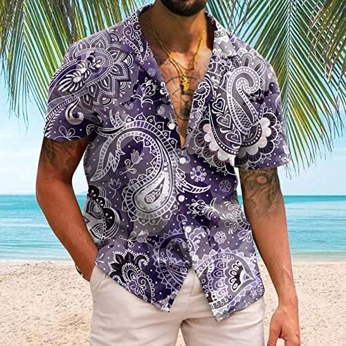 2023 Yeni Erkek Rahat Kısa Kollu İlkbahar Yaz Yatak Açma Boyun 3D Baskılı Gömlek Moda Üst Bluz Gömlek Aktif