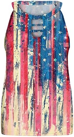 4th Temmuz Gömlek Tankı Üstleri Kadınlar için ABD Bayrağı Yaz Casual Kolsuz T Shirt Yıldız Çizgili Vatansever Koşu