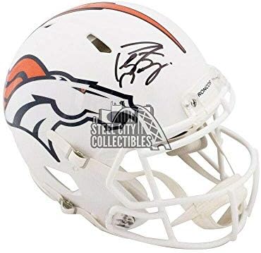 Peyton Manning İmzalı Broncos Düz Beyaz Otantik F / S Kask-Fanatikler - İmzalı NFL Kaskları