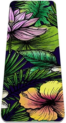 Siebzeh Tropikal Palmiye Yaprakları Çiçek Lotus Premium Kalın Yoga Mat Çevre Dostu Kauçuk Sağlık ve Fitness Her Türlü